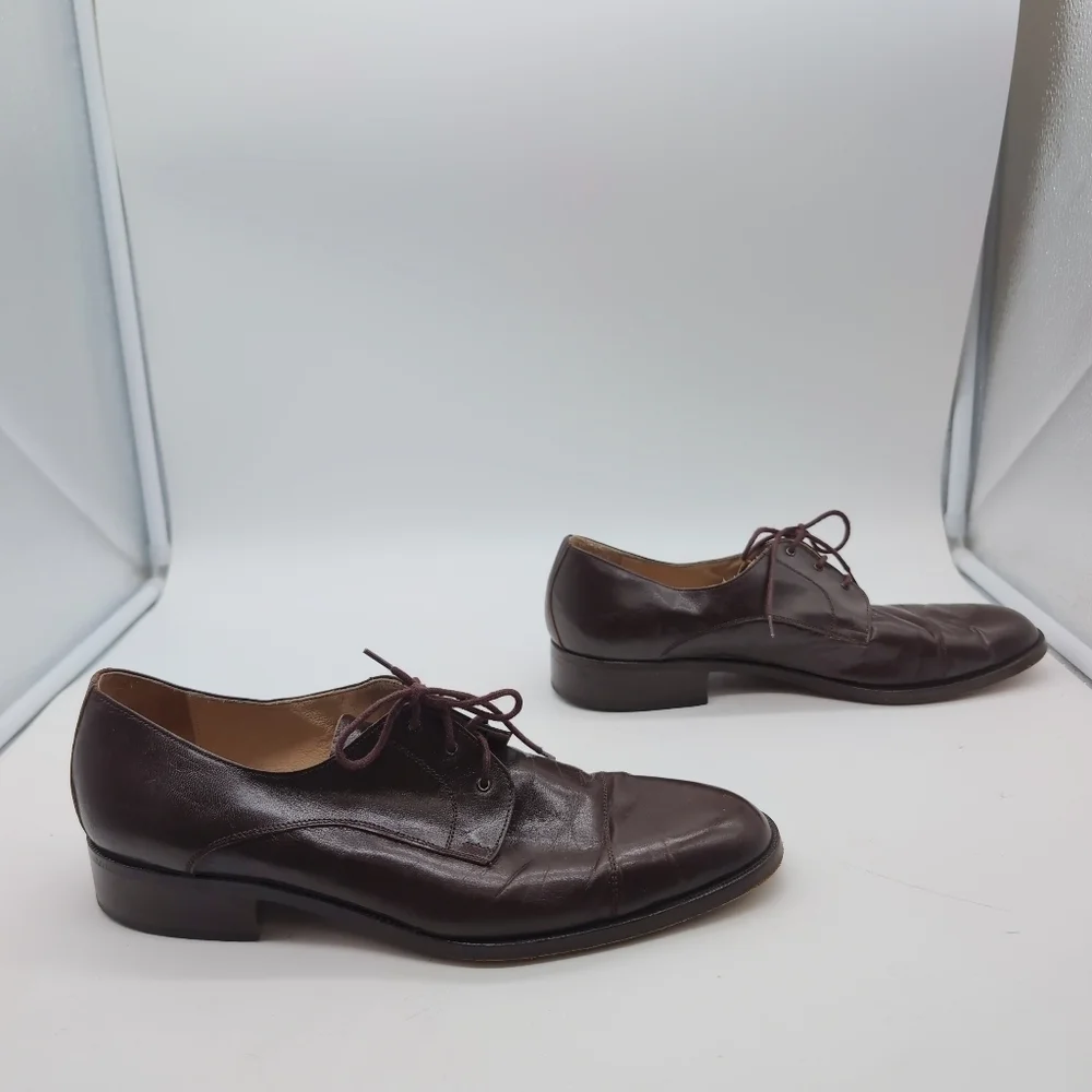 Elegant Lucciano Italy Sz 9 Brown Leather Men's Cap Toe Shoes